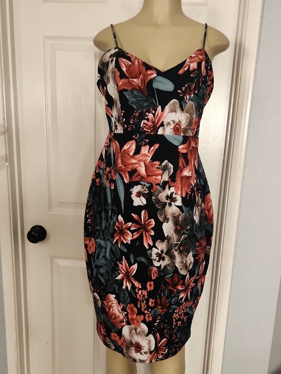 Pinkblush Dresses & Skirts - Pinkblush Black Midi Floral Sheath Dress with Coral & Cream Blooms Maternity